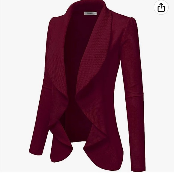 Classic Draped Open Front Blazer - Picture 2 of 5